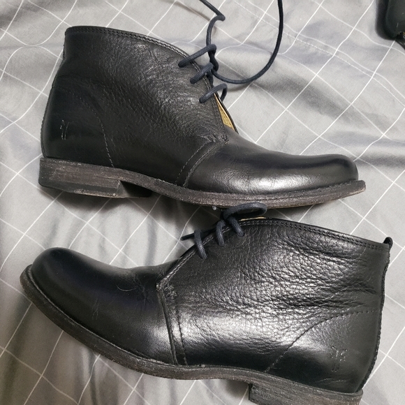Frye Phillip Chukka Leather Ankle Boots Black Shoes Lace Up Size 6B - Picture 16 of 16